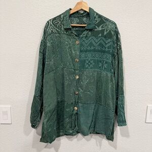 Citron Santa Monica Green Patchwork Button-Up Shirt - XL